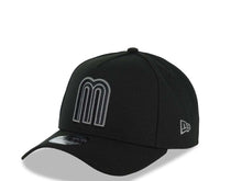 Load image into Gallery viewer, Mexico New Era WBC World Baseball Classic 9FORTY 940 Adjustable A-Frame Cap Hat Black Crown/Visor Black/Dark Gray Logo WBC Side Patch Gray UV
