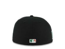 Load image into Gallery viewer, San Diego Padres New Era MLB 59FIFTY 5950 Fitted Cap Hat Black Crown/Visor Green/White/Red Script/Text Logo Mexico Flag Side Patch Gray UV
