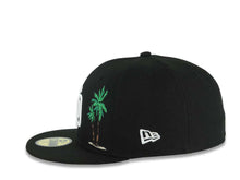 Load image into Gallery viewer, San Diego Padres New Era MLB 59FIFTY 5950 Fitted Cap Hat Black Crown/Visor White Logo With Palm 40th Anniversary Side Patch
