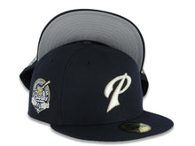 Load image into Gallery viewer, San Diego Padres New Era MLB 59FIFTY 5950 Fitted Cap Hat Navy Blue Crown/Visor Glow White/Metallic Gold Script P Logo 40th Anniversary Side Patch
