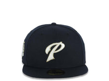 Load image into Gallery viewer, San Diego Padres New Era MLB 59FIFTY 5950 Fitted Cap Hat Navy Blue Crown/Visor Glow White/Metallic Gold Script P Logo 40th Anniversary Side Patch
