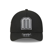 Load image into Gallery viewer, Mexico New Era WBC World Baseball Classic 9FORTY 940 Adjustable A-Frame M-Crown Cap Hat Black Crown/Visor Black/White Logo Mexico Flag Side Patch
