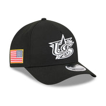 Load image into Gallery viewer, USA New Era WBC World Baseball Classic 9FORTY 940 Adjustable A-Frame M-Crown Cap Hat Black Crown/Visor Black/White Logo USA Flag Side Patch
