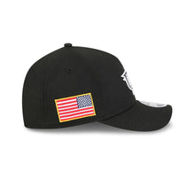 Load image into Gallery viewer, USA New Era WBC World Baseball Classic 9FORTY 940 Adjustable A-Frame M-Crown Cap Hat Black Crown/Visor Black/White Logo USA Flag Side Patch
