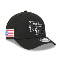 Load image into Gallery viewer, Puerto Rico New Era WBC World Baseball Classic 9FORTY 940 Adjustable A-Frame M-Crown Cap Hat Black Crown/Visor Black/White Logo Puerto Rico Flag Side Patch
