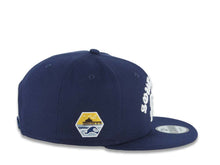 Load image into Gallery viewer, San Diego Padres New Era MLB 9FIFTY 950 Snapback Cap Hat Navy Blue Crown/Visor White With Script/Text Logo South Bay Pier Side Patch
