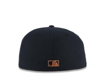 Load image into Gallery viewer, San Diego Padres New Era MLB 59FIFTY 5950 Fitted Cap Hat Navy Blue Crown/Visor Light Brown Logo 1984 World Series Side Patch

