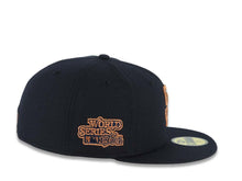Load image into Gallery viewer, San Diego Padres New Era MLB 59FIFTY 5950 Fitted Cap Hat Navy Blue Crown/Visor Light Brown Logo 1984 World Series Side Patch
