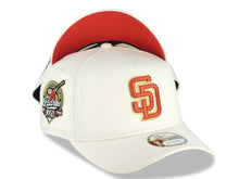 Load image into Gallery viewer, San Diego Padres New Era MLB 9FORTY 940 Adjustable A-Frame Cap Hat Cream Crown/Visor Red/Metallic Gold Logo 40th Anniversary Side Patch Red UV
