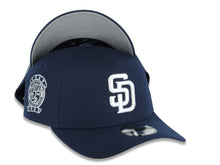 Load image into Gallery viewer, San Diego Padres New Era MLB 9FORTY 940 Adjustable A-Frame Cap Hat Navy Blue Crown/Visor White Logo 25th Anniversary Side Patch Gray UV
