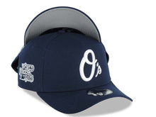 Load image into Gallery viewer, Baltimore Orioles New Era MLB 9FORTY 940 Adjustable A-Frame Cap Hat Navy Blue Crown/Visor White Logo 1983 World Series Side Patch Gray UV

