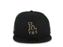 Load image into Gallery viewer, Los Angeles Dodgers New Era MLB 59FIFTY 5950 Fitted Cap Hat Black Crown/Visor Black/Metallic Gold Logo 1963 World Series Side Patch
