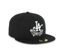 Load image into Gallery viewer, Los Angeles Dodgers New Era MLB 59FIFTY 5950 Fitted Cap Hat Black Crown/Visor White Logo With Skateboarding Gray UV
