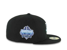 Load image into Gallery viewer, Los Angeles Dodgers New Era MLB 59FIFTY 5950 Fitted Cap Hat Black Crown/Visor White/Royal Blue Logo With Rose Stadium Side Patch
