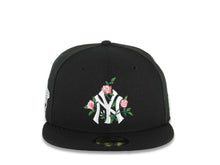 Load image into Gallery viewer, New York Yankees New Era MLB 59FIFTY 5950 Fitted Cap Hat Black Crown/Visor White/Pink Logo With Rose 1998 World Series Side Patch
