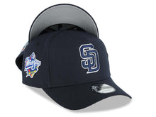 Load image into Gallery viewer, San Diego Padres New Era MLB 9FORTY 940 Adjustable A-Frame Cap Hat Navy Blue Crown/Visor Navy Blue Logo 1998 World Series Side Patch
