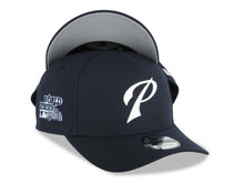Load image into Gallery viewer, San Diego Padres New Era MLB 9FORTY 940 Adjustable A-Frame Cap Hat Navy Blue Crown/Visor Glow White Script P Logo 1984 World Series Side Patch
