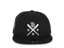Load image into Gallery viewer, San Diego Padres New Era MLB 9FIFTY 950 Snapback Cap Hat Black Crown/Visor White Bats Logo 40th Anniversary Side Patch Gray UV

