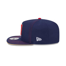 Load image into Gallery viewer, Japan New Era WBC World Baseball Classic 9FIFTY 950 Snapback A-Frame Cap Hat Navy Blue Crown/Visor Red/Metallic Gold Logo Japan Flag Side Patch
