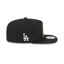 Load image into Gallery viewer, Los Angeles Dodgers New Era MLB 9FORTY 940 A-Frame Snapback Cap Hat Black Crown/Visor Metallic Gold/Bronze Logo 8x Champions Ring Green UV

