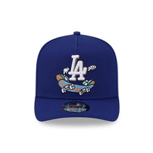 Load image into Gallery viewer, Los Angeles Dodgers New Era MLB 9FORTY 940 A-Frame Snapback Cap Hat Royal Blue Crown/Visor Team Color Logo With Skateboarding Cartoon
