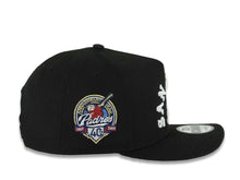 Load image into Gallery viewer, San Diego Padres New Era MLB 9FIFTY 950 Snapback A-Frame Cap Hat Black Crown/Visor White Logo 1969 Major League Baseball 40th Anniversary Side Patch

