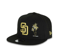 Load image into Gallery viewer, (Youth)San Diego Padres New Era MLB 9FIFTY 950 Kid Snapback Cap Hat Black Crown/Visor Metallic Gold Logo With Palm 40th Anniversary Side Patch Gray UV
