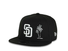 Load image into Gallery viewer, (Youth)San Diego Padres New Era MLB 9FIFTY 950 Kid Snapback Cap Hat Black Crown/Visor White Logo With Palm Tree 10 Years Petcopark Side Patch Gray UV
