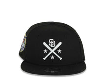 Load image into Gallery viewer, (Youth)San Diego Padres New Era MLB 9FIFTY 950 Kid Snapback Cap Hat Black Crown/Visor White Bats Logo 40th Anniversary Side Patch Gray UV
