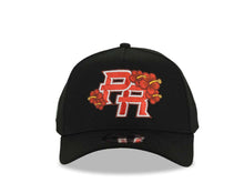 Load image into Gallery viewer, Puerto Rico New Era 9FORTY 940 Adjustable A-Frame Cap Hat Black Crown/Visor Red/White/Yellow Flower Logo World Baseball Classic Side Patch Gray UV
