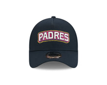 Load image into Gallery viewer, San Diego Padres New Era MLB 9FORTY 940 Adjustable A-Frame Cap Hat Navy Blue Crown/Visor White/Magenta/Yellow Script Logo SD Patch (2026 City Connect 2.0)
