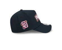Load image into Gallery viewer, San Diego Padres New Era MLB 9FORTY 940 Adjustable A-Frame Cap Hat Navy Blue Crown/Visor White/Magenta/Yellow Script Logo SD Patch (2026 City Connect 2.0)
