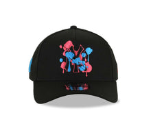 Load image into Gallery viewer, (Capland Exclusive) New York Yankees New Era MLB 9FORTY 940 Adjustable A-Frame Black Cap Hat Black/Magenta/Turquoise Splatter Logo
