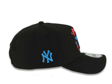 Load image into Gallery viewer, (Capland Exclusive) New York Yankees New Era MLB 9FORTY 940 Adjustable A-Frame Black Cap Hat Black/Magenta/Turquoise Splatter Logo
