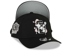 Load image into Gallery viewer, (Capland Exclusive) San Diego Padres New Era MLB 9FORTY 940 Adjustable A-Frame Black Cap Hat Black/White/Pink Splatter Logo Stadium Side Patch
