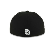 Load image into Gallery viewer, (Capland Exclusive) San Diego Padres New Era MLB 59FIFTY 5950 Fitted Black Cap Hat Black/White/Gray Splatter Logo 1984 World Series Side Patch
