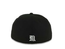 Load image into Gallery viewer, Mexico New Era 59FIFTY 5950 Fitted Cap Hat Black Crown/Visor Black/White/Gray Skull Logo Aztec Calendar Side Patch Gray UV
