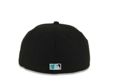 Load image into Gallery viewer, San Diego Padres New Era MLB 59FIFTY 5950 Fitted Cap Hat Black Crown/Visor White/Teal Drip Logo Petco Park 20 Years Side Patch Gray UV
