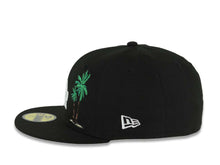 Load image into Gallery viewer, Los Angeles Dodgers New Era MLB 59FIFTY 5950 Fitted Cap Hat Black Crown/Visor White Logo 2 Palm Tree 50th Anniversary Side Patch Gray UV
