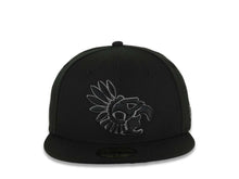 Load image into Gallery viewer, Mexico New Era 59FIFTY 5950 Fitted Cap Hat Black Crown/Visor Black/Dark Gray Aztec Headdress Logo Dark Gray UV
