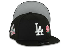 Load image into Gallery viewer, Los Angeles Dodgers New Era MLB 9FIFTY 950 Snapback Cap Hat Black Crown/Visor White Logo Pink Rose 2025 World Series Champions Side Patch Gray UV
