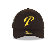 Load image into Gallery viewer, San Diego Padres New Era MLB 39THIRTY 3930 Flexfit Cap Hat Dark Brown Crown/Visor Yellow P Logo 40th Anniversary Side Patch

