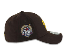 Load image into Gallery viewer, San Diego Padres New Era MLB 39THIRTY 3930 Flexfit Cap Hat Dark Brown Crown/Visor Yellow P Logo 40th Anniversary Side Patch
