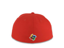 Load image into Gallery viewer, Puerto Rico New Era 59FIFTY 5950 Fitted Cap Hat Red Crown/Visor White/Royal Blue Logo WBC Back Logo Puerto Rico Flag Side Patch Gray UV
