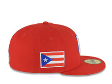 Load image into Gallery viewer, Puerto Rico New Era 59FIFTY 5950 Fitted Cap Hat Red Crown/Visor White/Royal Blue Logo WBC Back Logo Puerto Rico Flag Side Patch Gray UV
