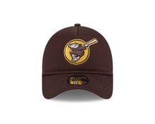 Load image into Gallery viewer, San Diego Padres New Era MLB 9FORTY 940 Adjustable A-Frame Mesh/Trucker Cap Hat Brown Crown/Visor Yellow Swinging Friar Logo 
