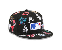 Load image into Gallery viewer, MLB Teams New Era 59FIFTY 5950 Fitted Cap Hat Black Crown/Visor All MLB Team Logos Gray UV (Allover)
