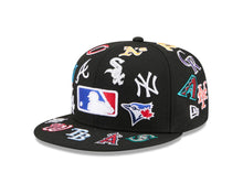 Load image into Gallery viewer, MLB Teams New Era 59FIFTY 5950 Fitted Cap Hat Black Crown/Visor All MLB Team Logos Gray UV (Allover)

