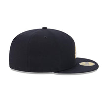 Load image into Gallery viewer, Atlanta Braves New Era MLB 59FIFTY 5950 Fitted Cap Hat Navy Blue Crown/Visor White/Gold Logo With Blips/Pins
