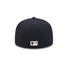 Load image into Gallery viewer, Atlanta Braves New Era MLB 59FIFTY 5950 Fitted Cap Hat Navy Blue Crown/Visor White/Gold Logo With Blips/Pins
